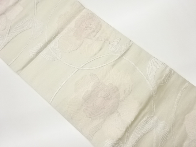 JAPANESE KIMONO / VINTAGE FUKURO OBI / WOVEN PEONY ARABESQUE